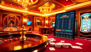 Experience thrilling games at THABET casino with lively tables and vibrant decor.