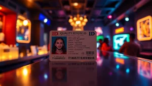 High-quality Club 21 ids displayed on a modern bar with nightlife ambiance.