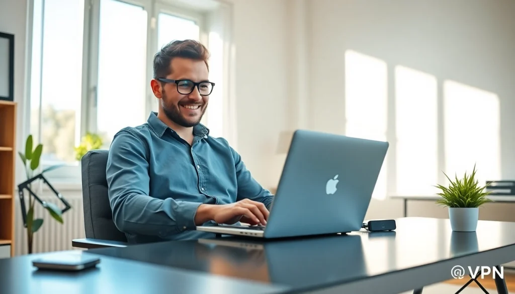 快连VPN enhances user experience in a modern home office setting with seamless connectivity.