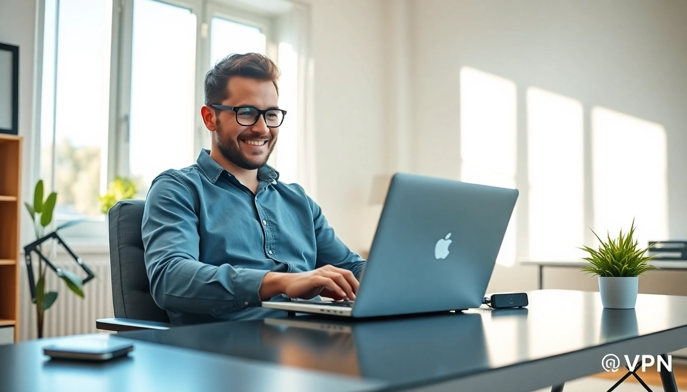 快连VPN enhances user experience in a modern home office setting with seamless connectivity.