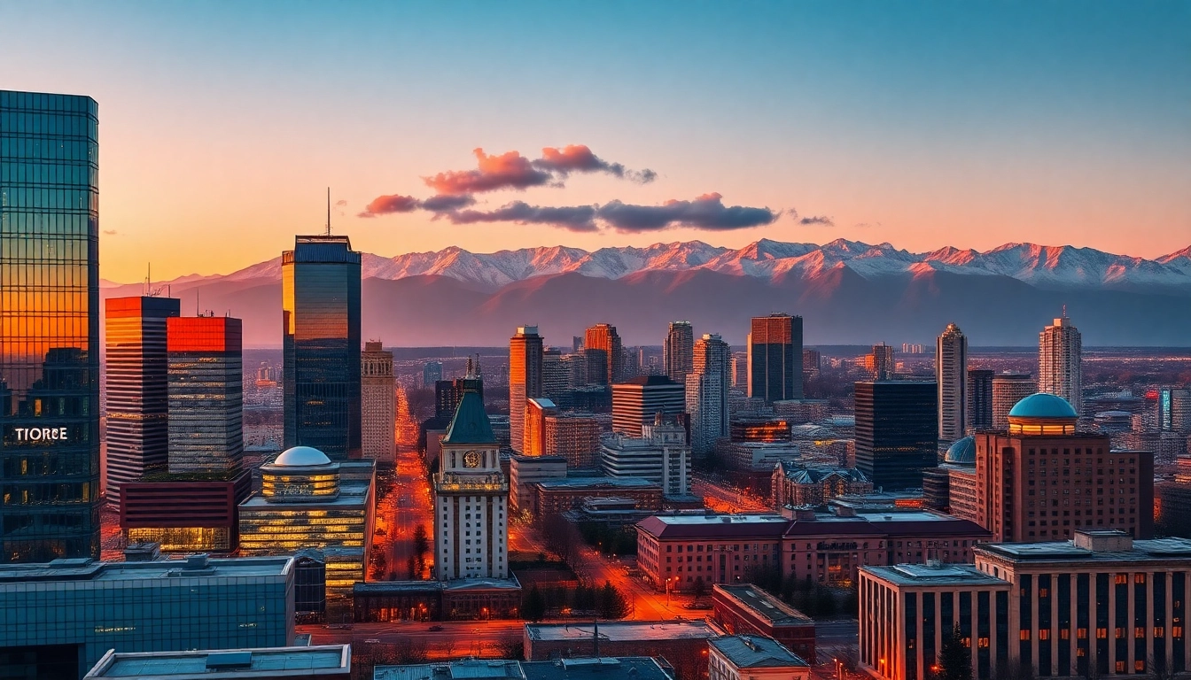 Experience the stunning skyline of Almaty, Kazakhstan at dusk, with views from https://albmaftoh.com.