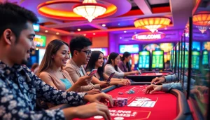 Permainan dalam talian di Online Casino Malaysia dengan suasana menarik dan pemain bersemangat.