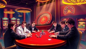 Experience the thrill of 33win68 at a luxurious casino with high-stakes poker and vibrant slot machines.