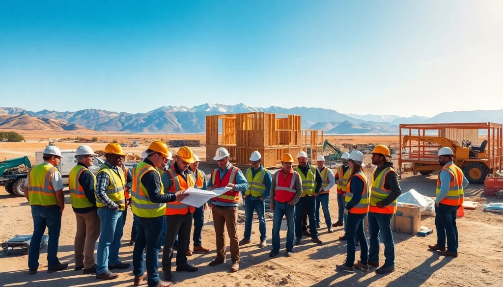 Workers at a construction site in Wyoming showcasing teamwork and progress for construction association wyoming.