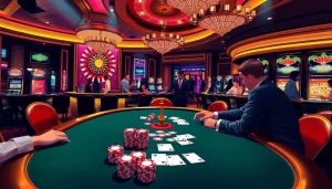 Experience the thrill of gambling at XX88 with luxurious casino tables and vibrant action.