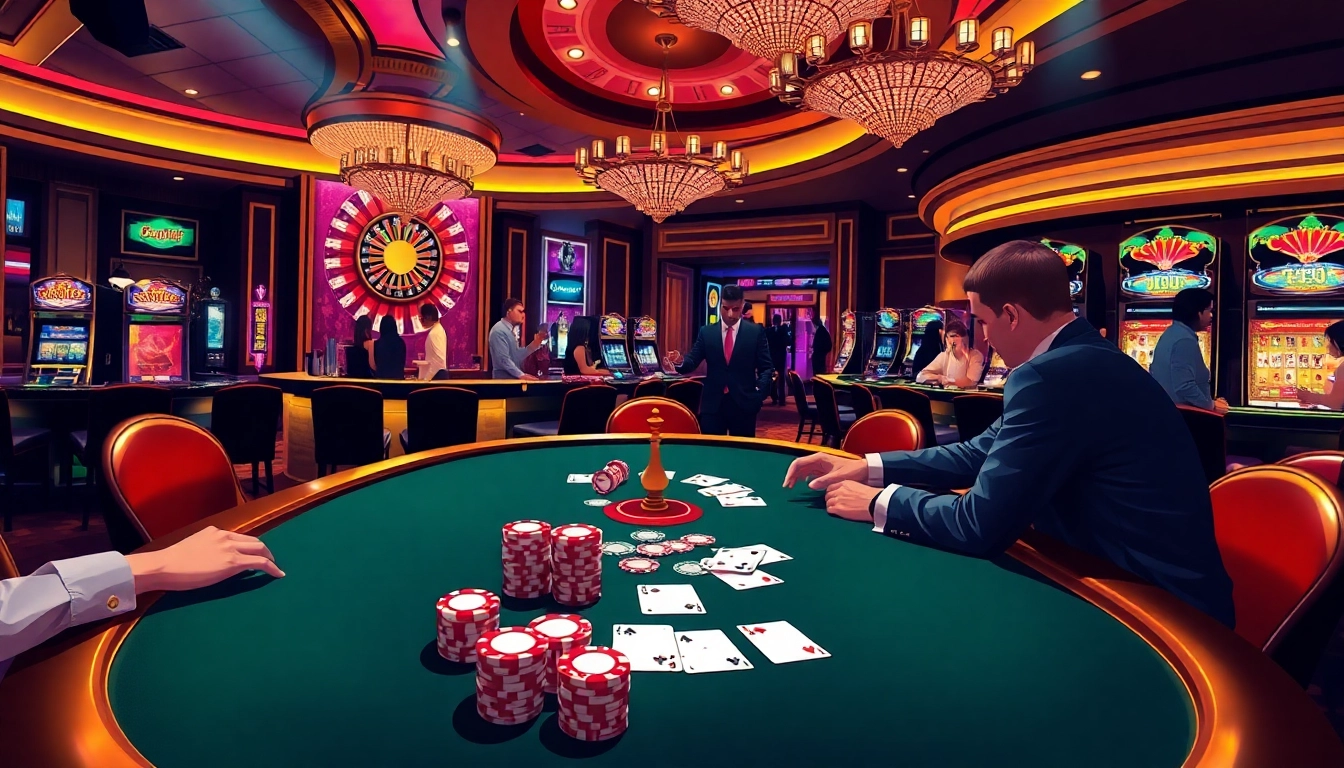 Experience the thrill of gambling at XX88 with luxurious casino tables and vibrant action.