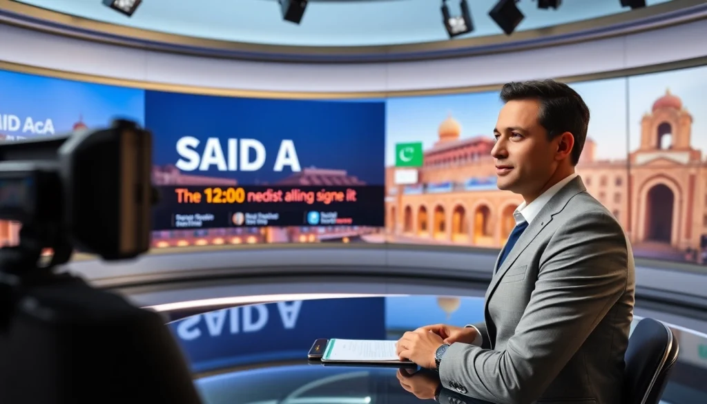 Highlight the latest updates on https://saudiwadi.com with dynamic visuals from a vibrant newsroom.