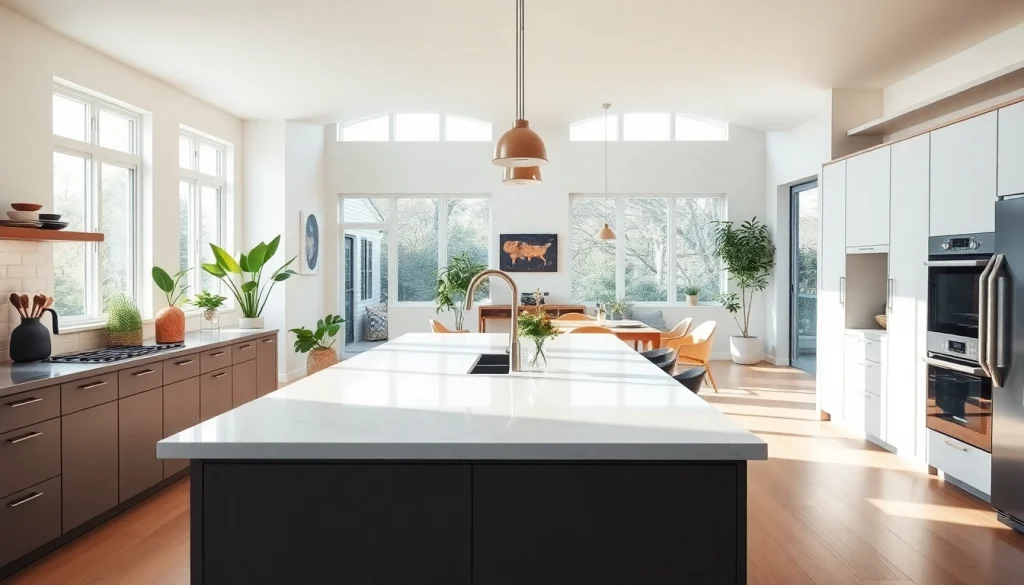 Home renovation project featuring a modern kitchen, showcasing sleek design elements and natural light.