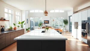 Home renovation project featuring a modern kitchen, showcasing sleek design elements and natural light.