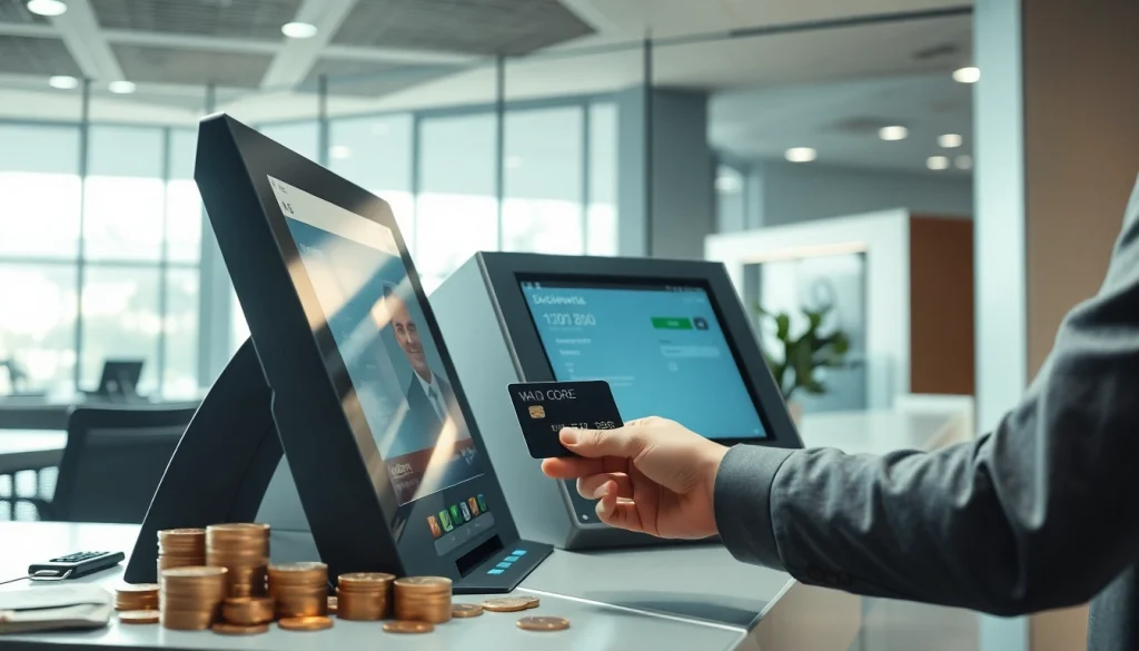 카드현금화를 활용하는 현대적인 금융 거래 장면입니다.