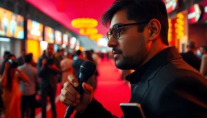 Journalist capturing insights at The Opinionated Indian Bollywood event.