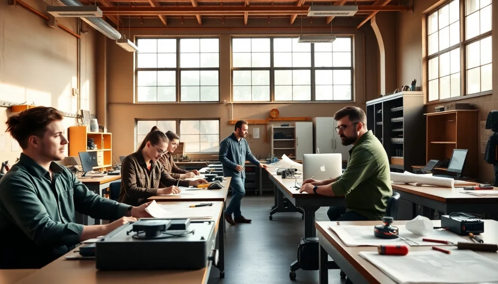 Students engaging in practical training at trade schools in southern California, showcasing a vibrant learning environment.