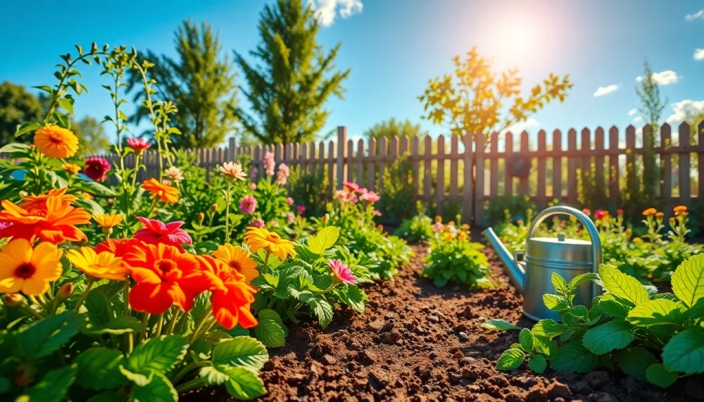 Gardening enthusiast nurturing a vibrant garden filled with diverse plants.