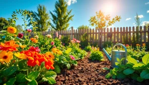 Gardening enthusiast nurturing a vibrant garden filled with diverse plants.