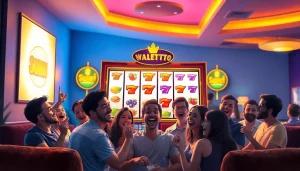 Main player enjoying the exciting walettoto slot game experience in a vibrant gaming lounge.