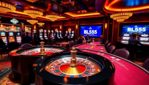 Experience the thrilling atmosphere of BL555 casino with exciting games and vibrant decor.