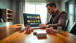 Evaluate the best online casinos in Canada with thrilling poker chips and gaming setup.