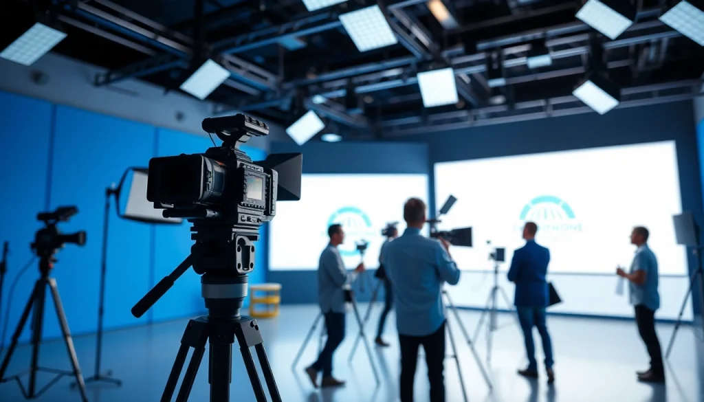 Video Production Company Phoenix team capturing a corporate video in a modern studio environment.