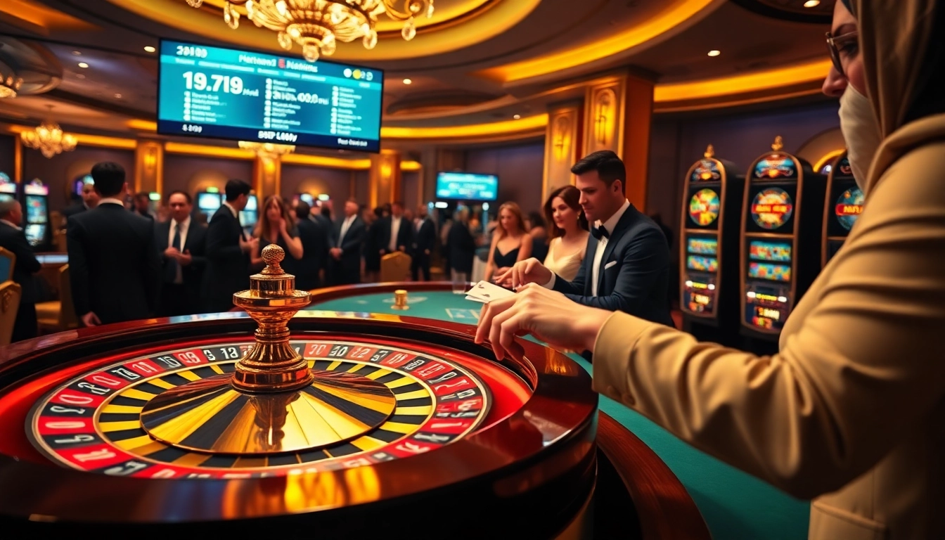 Engage in thrilling gaming at https://789p.build/ with a vibrant casino backdrop featuring card games and roulette.