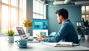 Professional web designer creating an SEO-optimized website design.