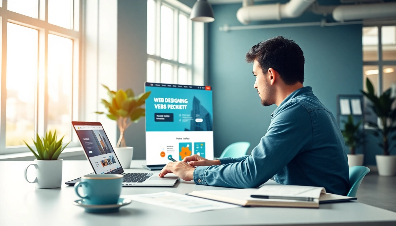 Professional web designer creating an SEO-optimized website design.