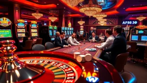 Experience vibrant action at https://af88.co.uk/ with players engaging at a luxury casino table.