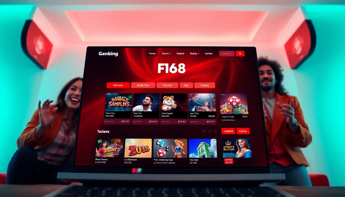 Experience F168's engaging online gambling platform with vibrant colors and user-friendly interface.