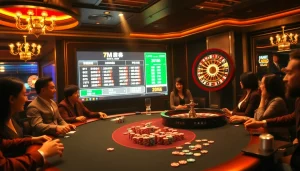 Experience thrilling poker action at 7m.cn with vibrant casino visuals and live scores.
