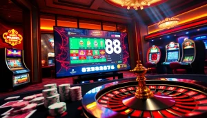 Experience the thrilling atmosphere of NEW88 Trang chủ with vibrant casino games and betting action.