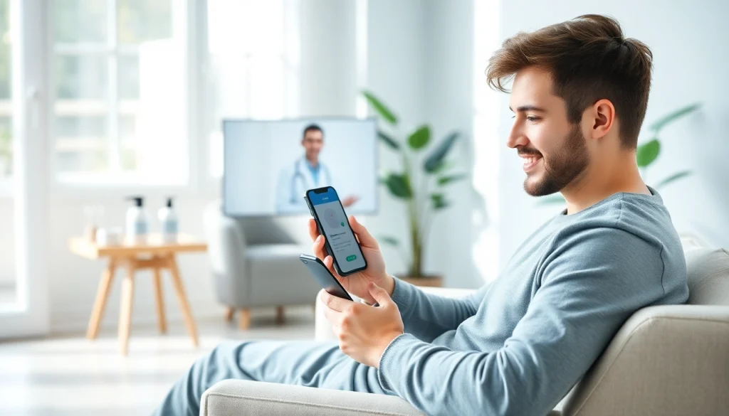 ウープス 口コミ: スマートフォンを介して医師と快適に対話する若い男性による、現代的なオンラインAGA治療相談。