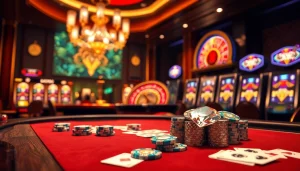 Engage in high-stakes gaming with diamond shape poker chips at an elegant casino table.