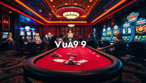 Winning excitement at Vua99 casino, showcasing a lively scene with poker chips and cards.