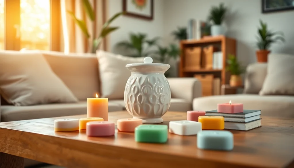 Decorative wax warmer from https://www.scentswarmers.com enhances cozy living room ambiance.