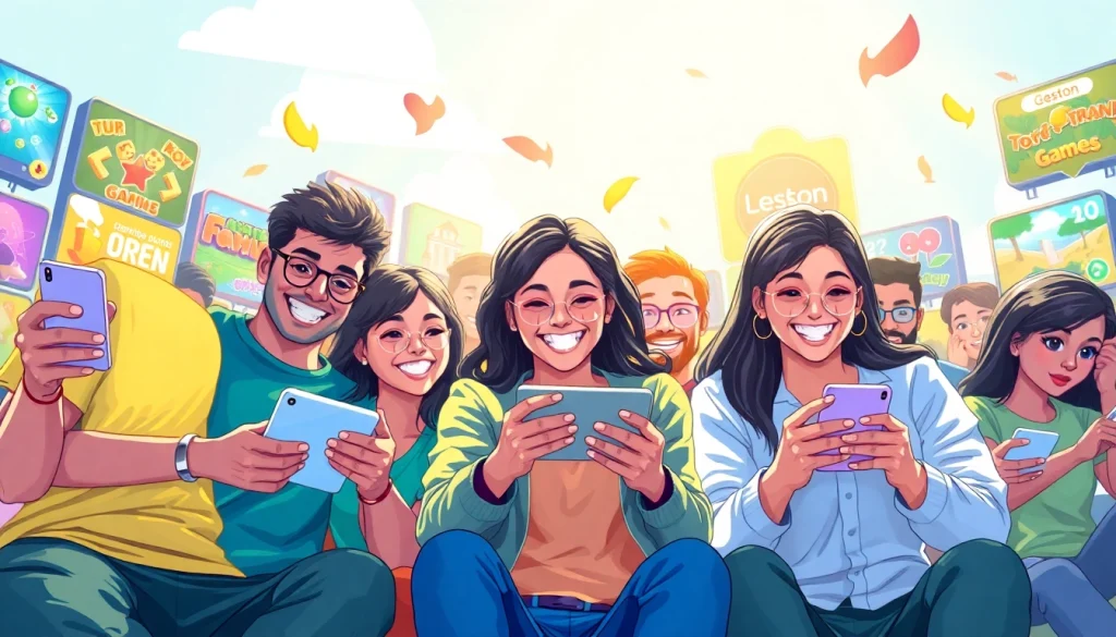 Players enjoy gaming on Jawal Games platform, showcasing vibrant interactions and colorful graphics.