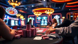 Experience thrilling gameplay at VN88, showcasing a vibrant poker table filled with action.