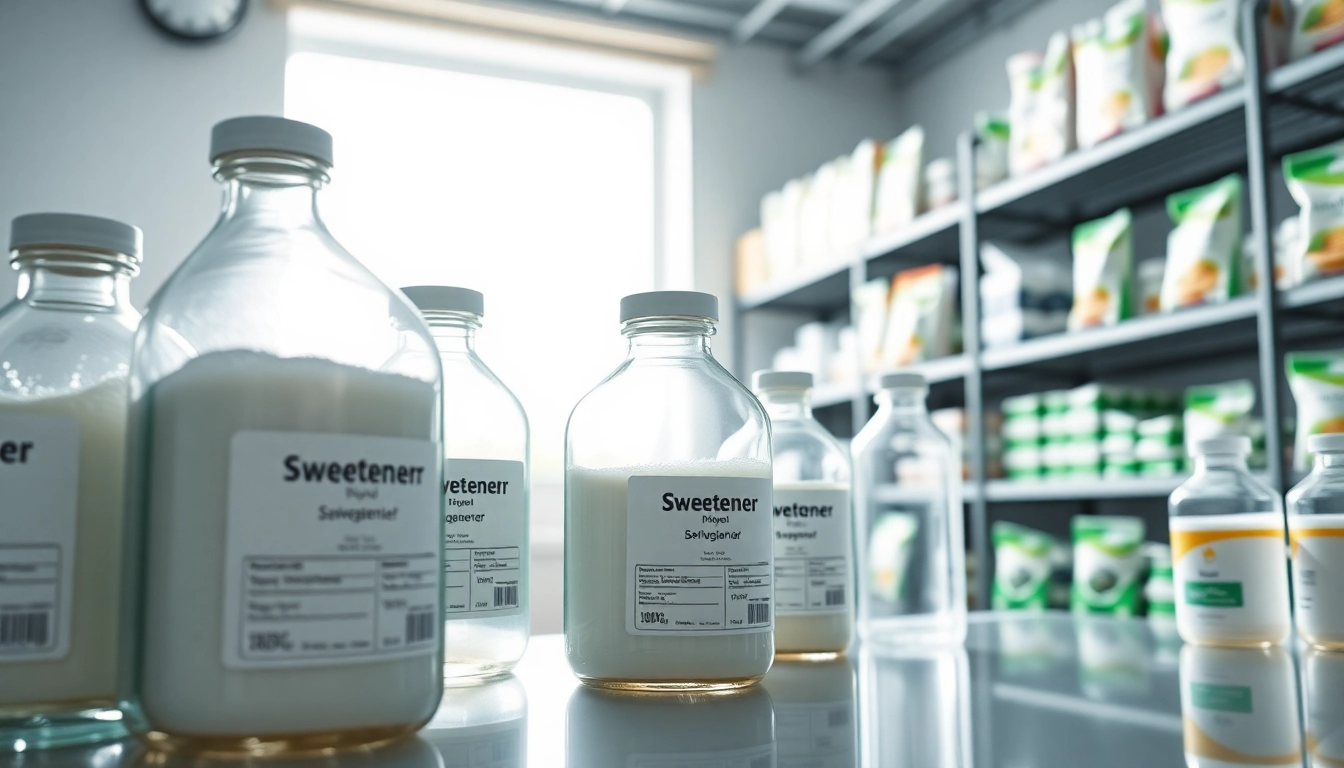 Utilizando adoçante industrial em um ambiente profissional e moderno.