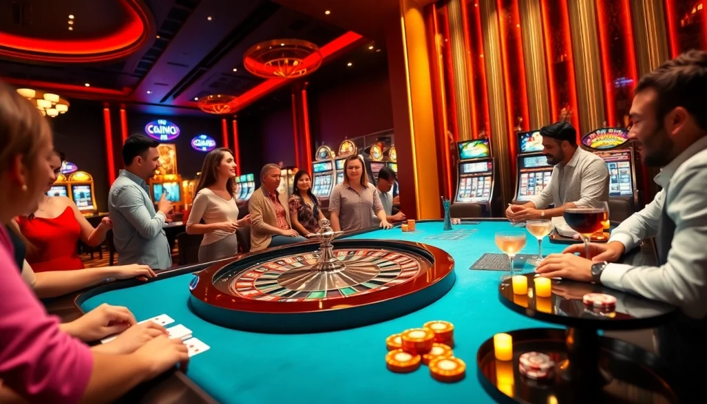 Experience the thrilling vibes of the casino at https://new88bet.us/, featuring an elegant gaming table and excited players.