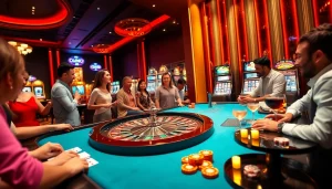 Experience the thrilling vibes of the casino at https://new88bet.us/, featuring an elegant gaming table and excited players.