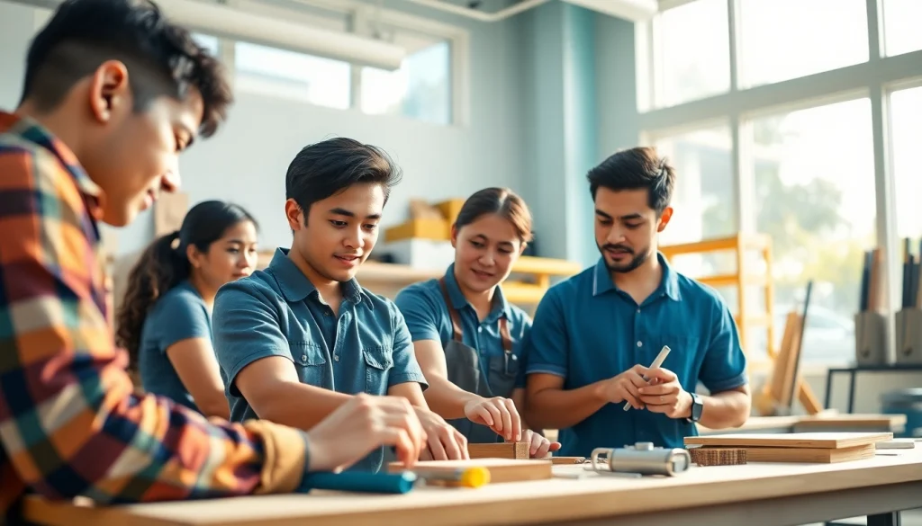 Students actively learning at trade schools in Hawaii through hands-on training sessions.