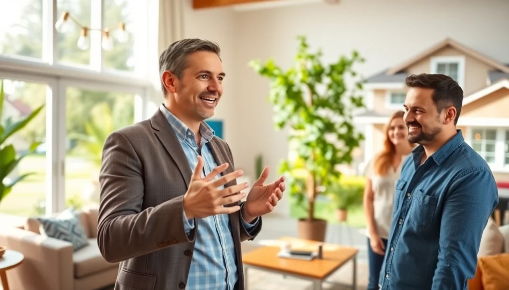 Engage with expert real estate agent presenting homes in a vibrant, welcoming setting.