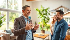 Engage with expert real estate agent presenting homes in a vibrant, welcoming setting.