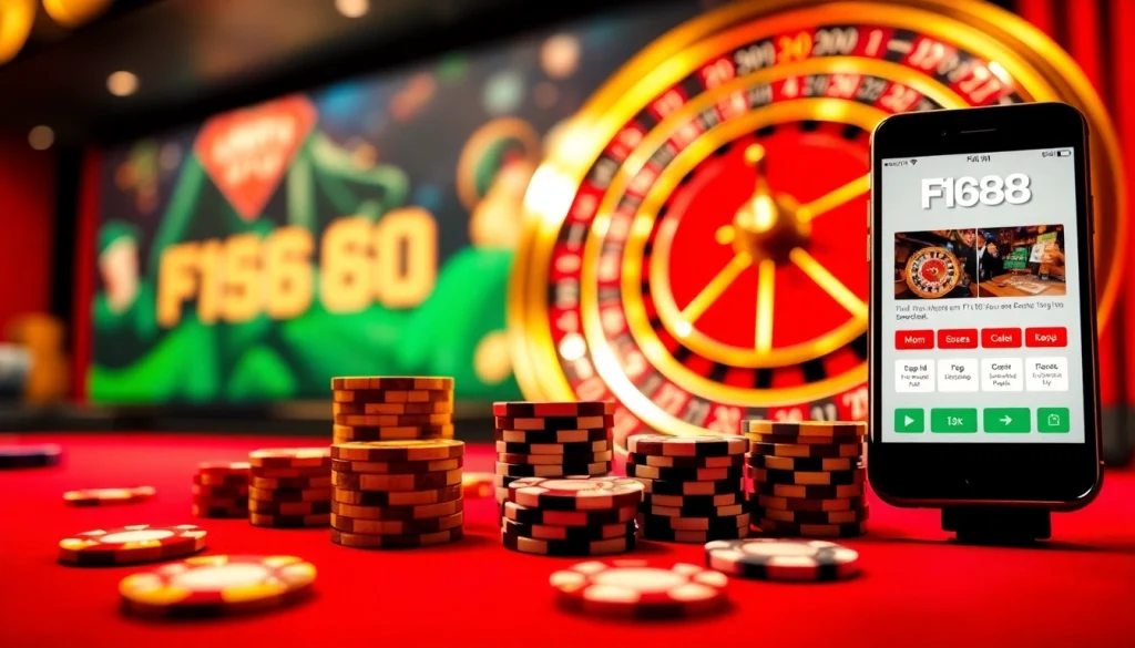 Experience the excitement of F168 online gambling with engaging casino visuals and mobile app integration.