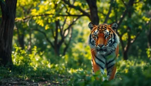 Admirez un magnifique tigre dans son habitat naturel sur pandachi.fr. Une scène sereine de safari.