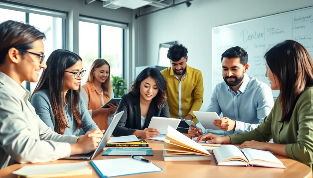 Lingo Connect team collaborating with technology for language interpretation.