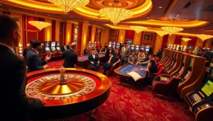 S88VIP guests celebrating their wins at an elegant casino table under vibrant lights.