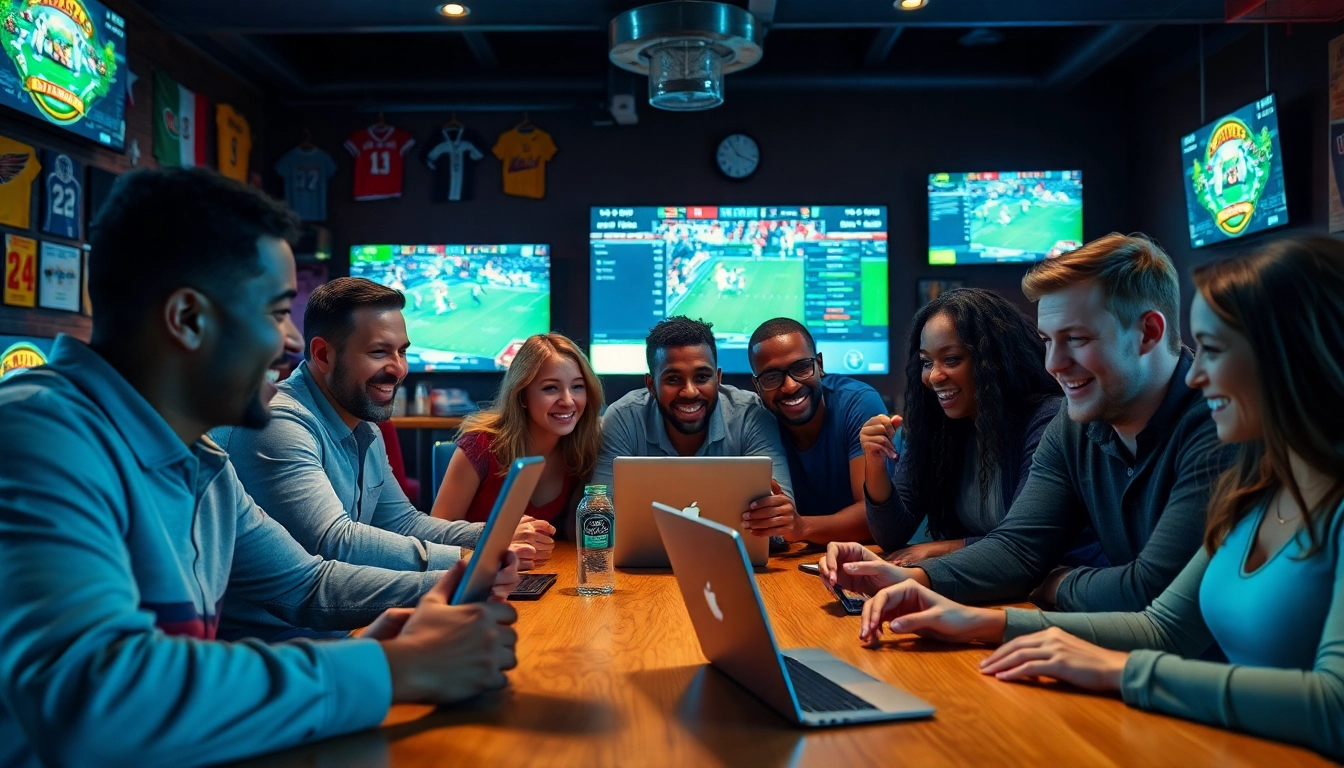 People engaged in sports betting in Texas, showcasing excitement and camaraderie during games.