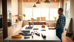 Transform your space with Home renovation showcasing a modern kitchen design in progress.