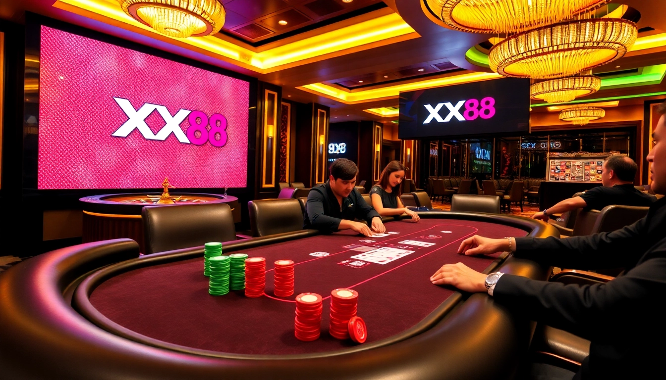 Xx 88 showcases an exciting poker game scene full of action and vibrant colors.