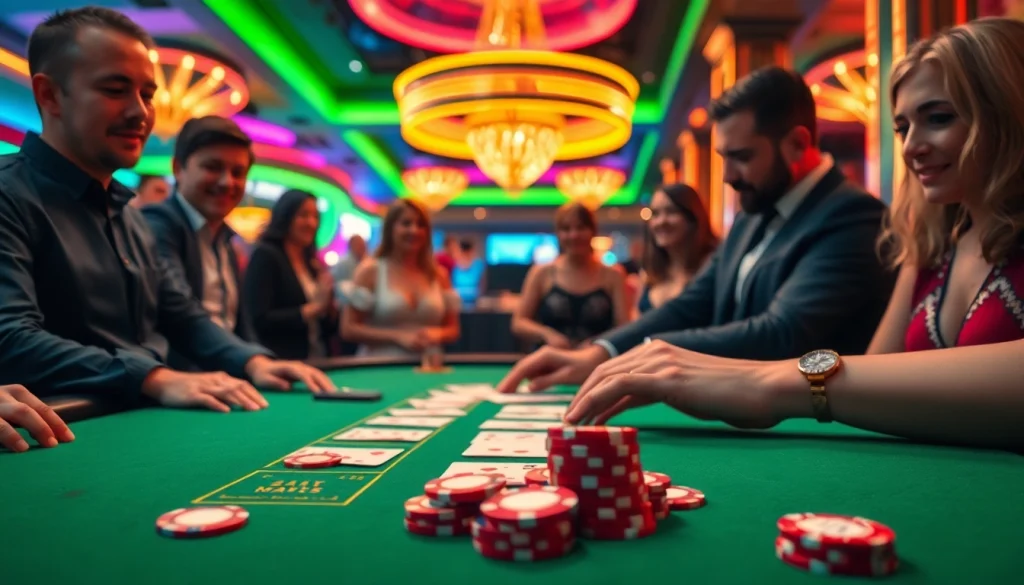 Engaging scene of casino action on https://casinodeets.com showcasing a dealer and players.