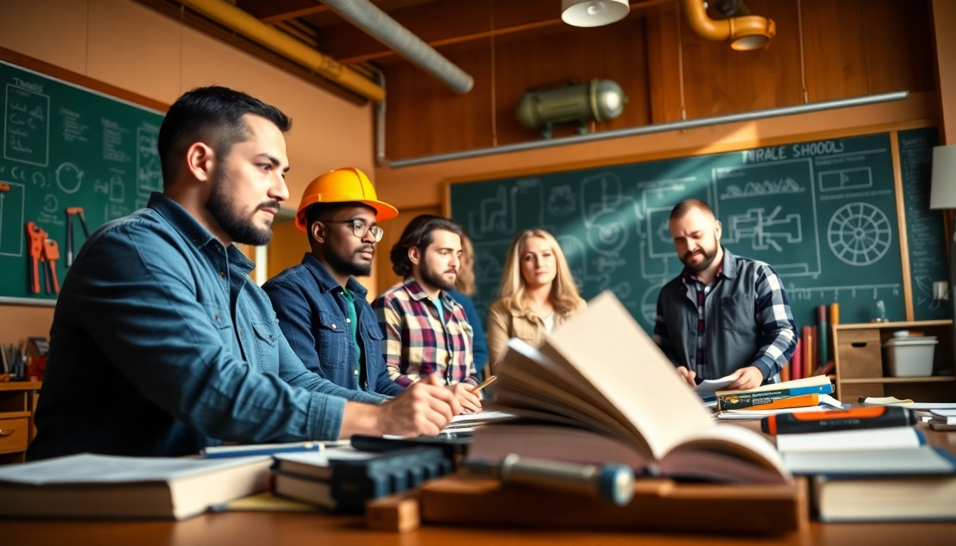 Engaged students at a Trade School In Tennessee actively participating in hands-on activities in a bright classroom.